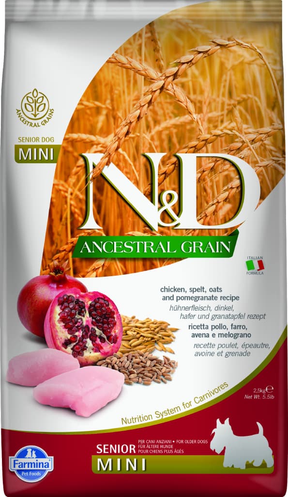 N&D Ancestral Grain Low Grain Senior Small & Medium Chicken & Pomegranate