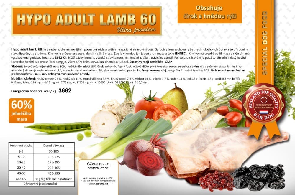 Bardog Hypoalergenní Adult Lamb 60