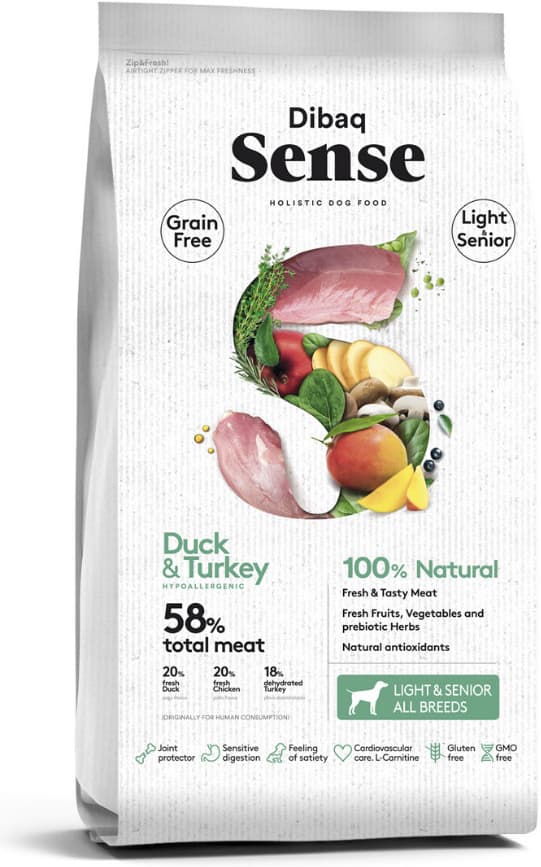 Dibaq Sense Grain Free Duck & Turkey Light & Senior