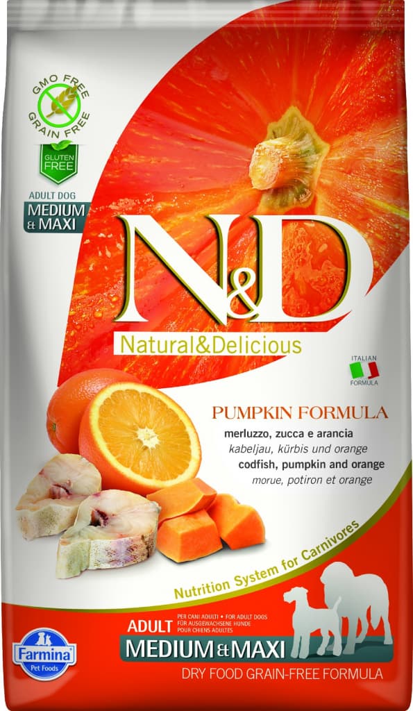 N&D Pumpkin Grain Free Adult Medium & Maxi Codfish & Orange