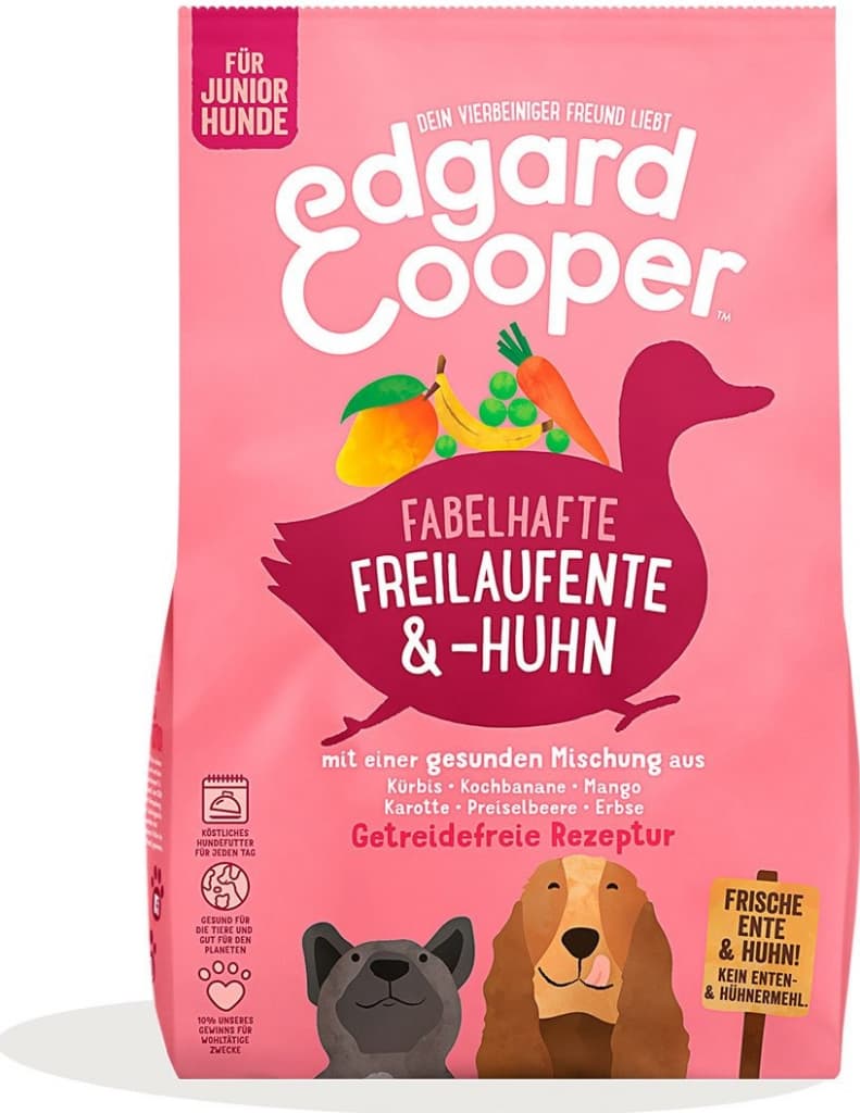 Edgard & Cooper Junior kachna z volného chovu a kuře
