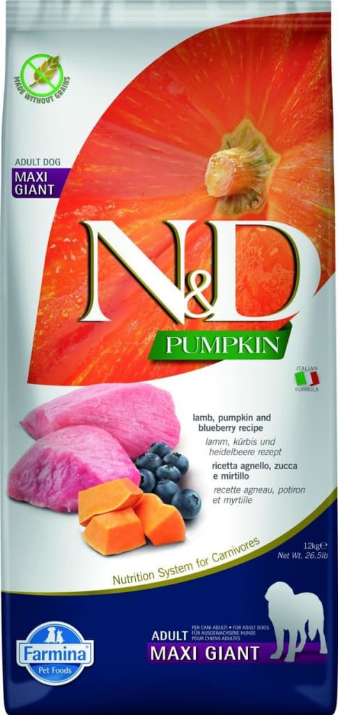 N&D Pumpkin Grain Free Adult Maxi Giant Lamb & Blueberry