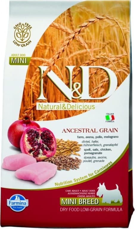 N&D Ancestral Grain Low Grain Adult Mini Chicken & Pomegranate