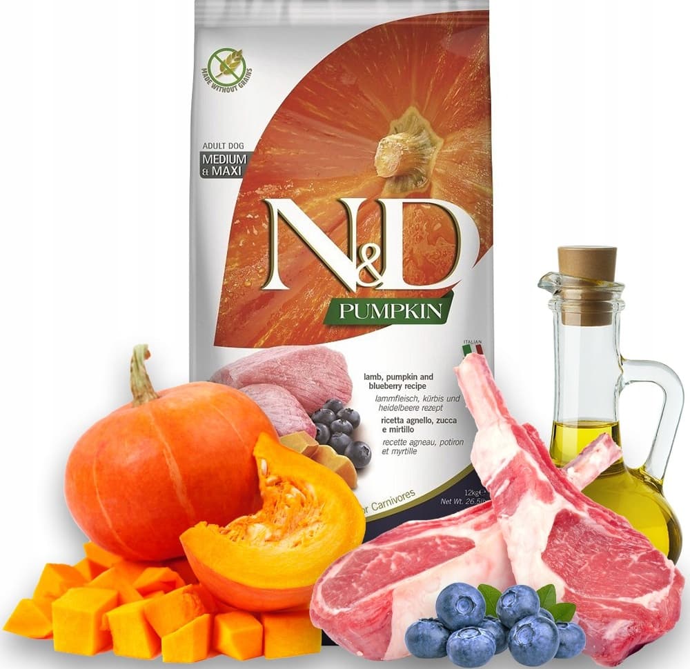 N&D Pumpkin Grain Free Adult Medium & Maxi Lamb & Blueberry