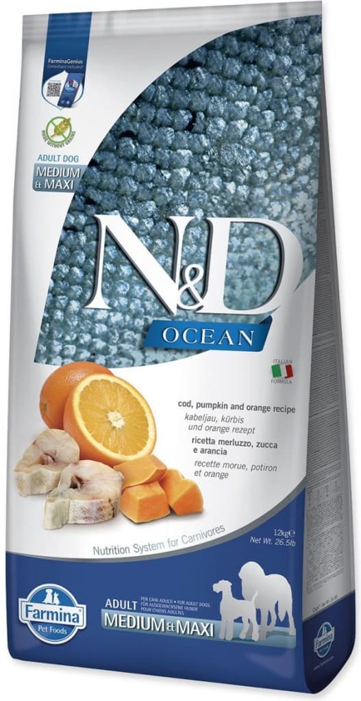 N&D Ocean Grain Free Adult Medium & Maxi Codfish & Orange